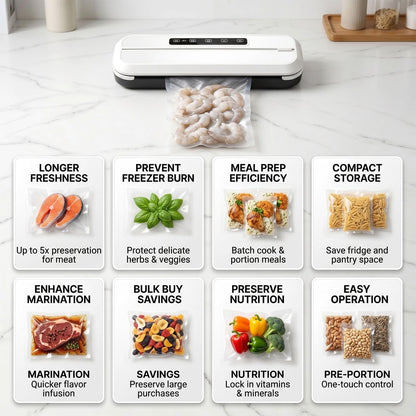 300 Count Vacuum Sealer Bags - Food Saver Bag (8x12,7x10,6x8) Precut Quart for Vacuum Seal, Meal Prep,Sous Vide, BPA Free, Heavy Duty, Commercial Grade Freezer Bags