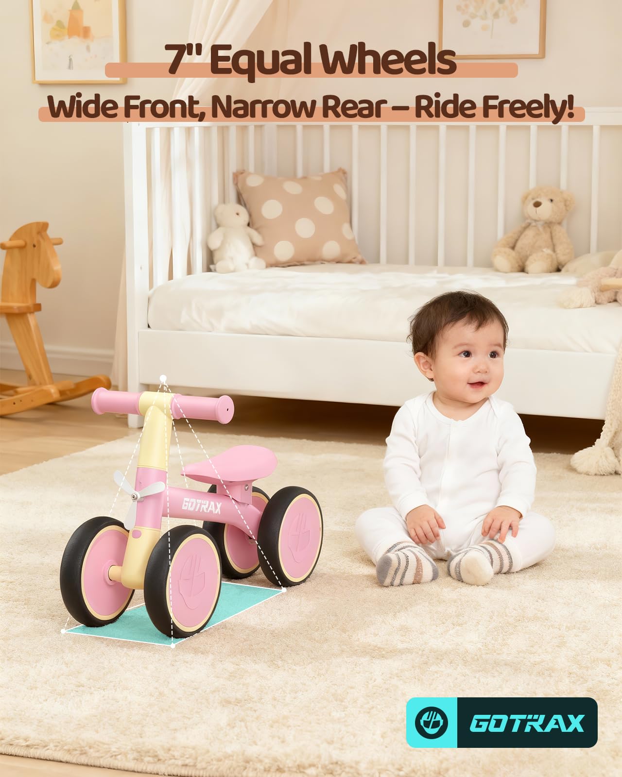 Gotrax Baby Balance Bike, 7" Silent Wheels, First Gift for Toddlers 1-2 Gotrax