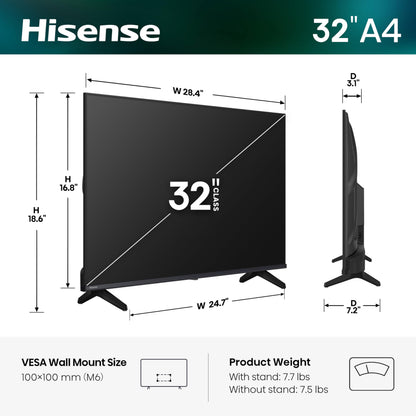 Hisense 32A4NV - 32" Smart Full Array HD VIDAA TV (2025 Model)