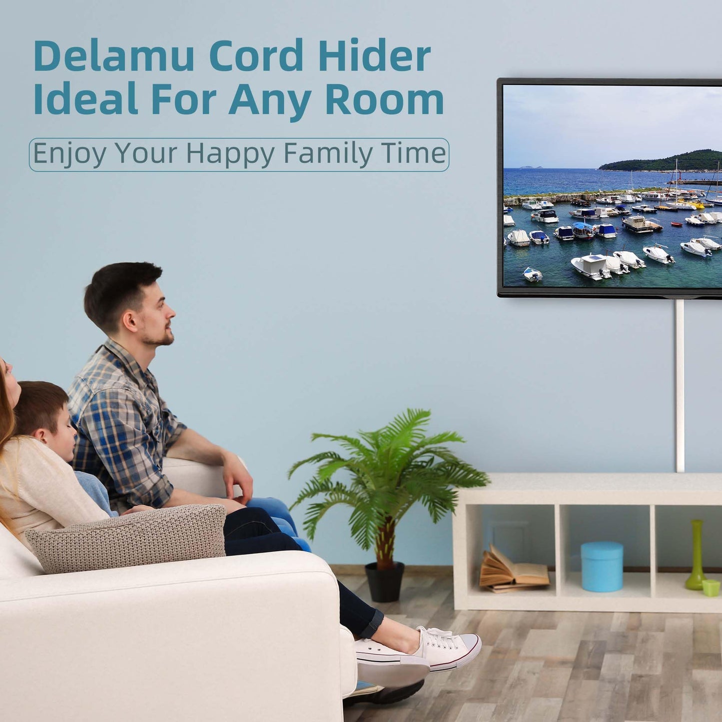 Delamu Cord Hider, 157in Cord Cover Wall, Premium Cord Covers for Wires on Wall, Cable Concealer Hider Kit for Hiding Wires in Home and Office Cable Management, 10X L15.7in X W0.95in X H0.55in, White