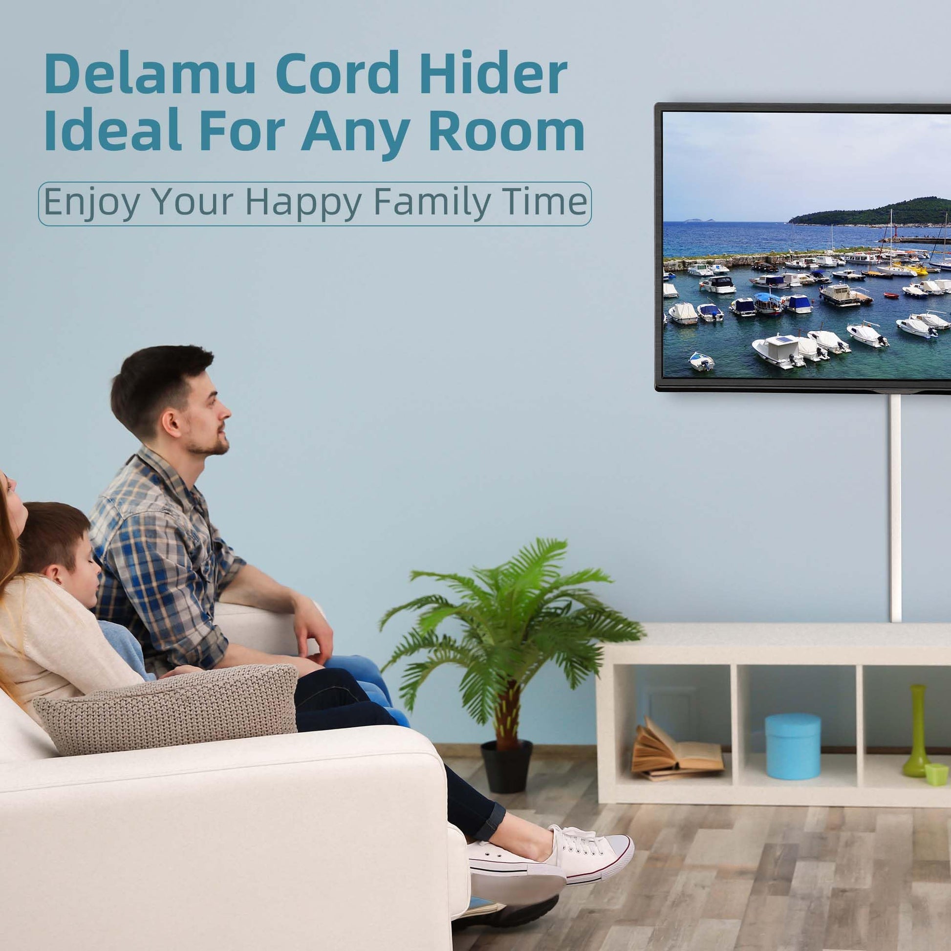 Delamu Cord Hider, 157in Cord Cover Wall, Premium Cord Covers for Wires on Wall, Cable Concealer Hider Kit for Hiding Wires in Home and Office Cable Management, 10X L15.7in X W0.95in X H0.55in, White