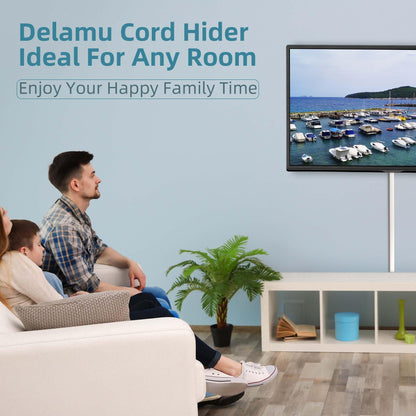 Delamu Cord Hider, 157in Cord Cover Wall, Premium Cord Covers for Wires on Wall, Cable Concealer Hider Kit for Hiding Wires in Home and Office Cable Management, 10X L15.7in X W0.95in X H0.55in, White