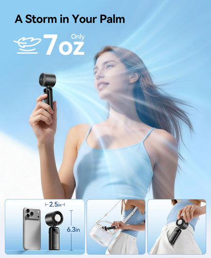 KIMMOO Portable Handheld Turbo Fan with Ice Cooler, Powerful 21000 RPM, Speed (1-199), Up to 14Hrs Cooling, Rechargeable Personal Fan (Black) - Available at All In One Marketplace Canada