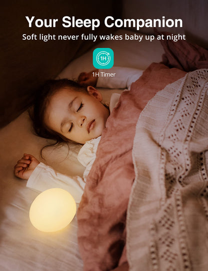 JolyWell Night Lights for Kids, Rechargeable Baby Night Light with Color Changing Mode & Dimming Function, Touch Control, 1 Hour Timer, Nursery Baby Lamp - Available at All In One Marketplace Canada