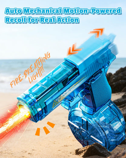 2 Pack Electric Water Gun for Kids Adults,Automatic Squirt Gun with LED Lights,High Capacity Leak-Proof Water Tank,Powerful Continuous Firing Water Blaster for Summer Outdoor Toys (Blue+Black)