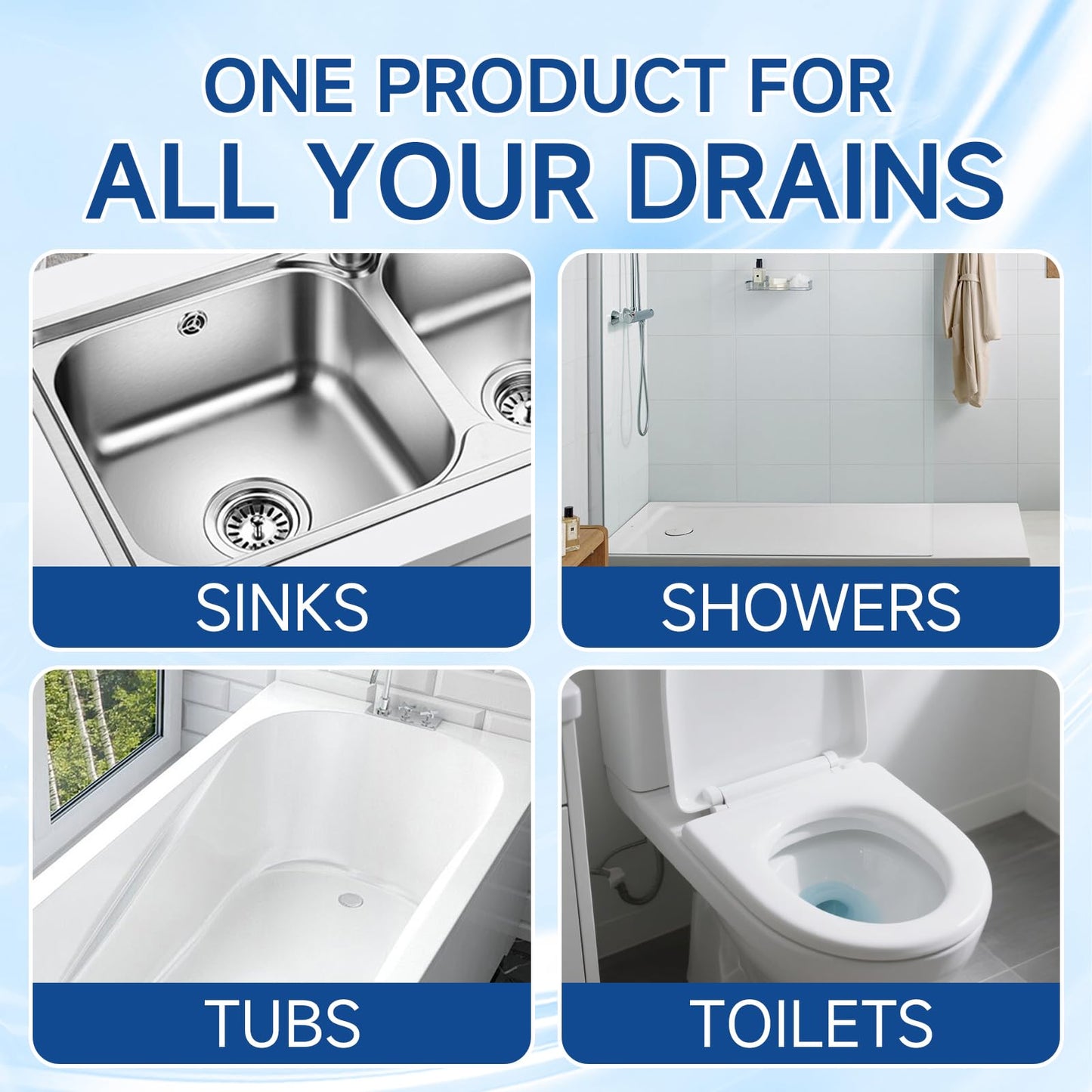 Drain Clog Remover, 6 Pre-Measured Packs Drain Openers, Bleach-Free Drains Cleaner & Deodorizer for Hair, Grease, Soap Scum, Paper, Sink & Shower Unclogger - Available at All In One Marketplace Canada