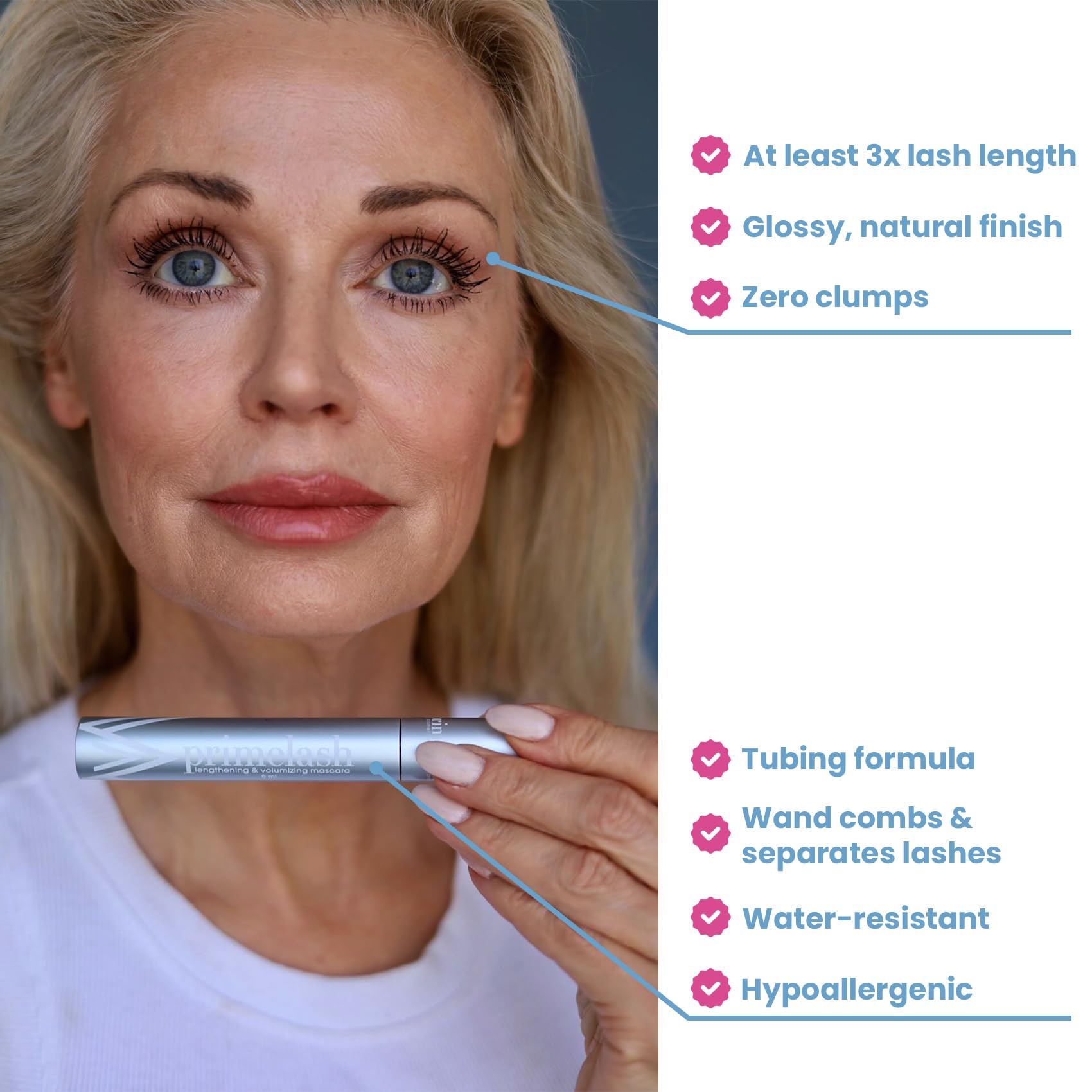 Prime Prometics PrimeLash Mascara for Women over 50 – Volumizing, Incredible Length in 2 Coats – Long-Stay, Zero Clumps, Hypoallergenic (Black) - Available at All In One Marketplace Canada