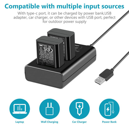 NEEWER Camera Battery Charger Set for NP-FW50 Compatible with Sony ZV-E10