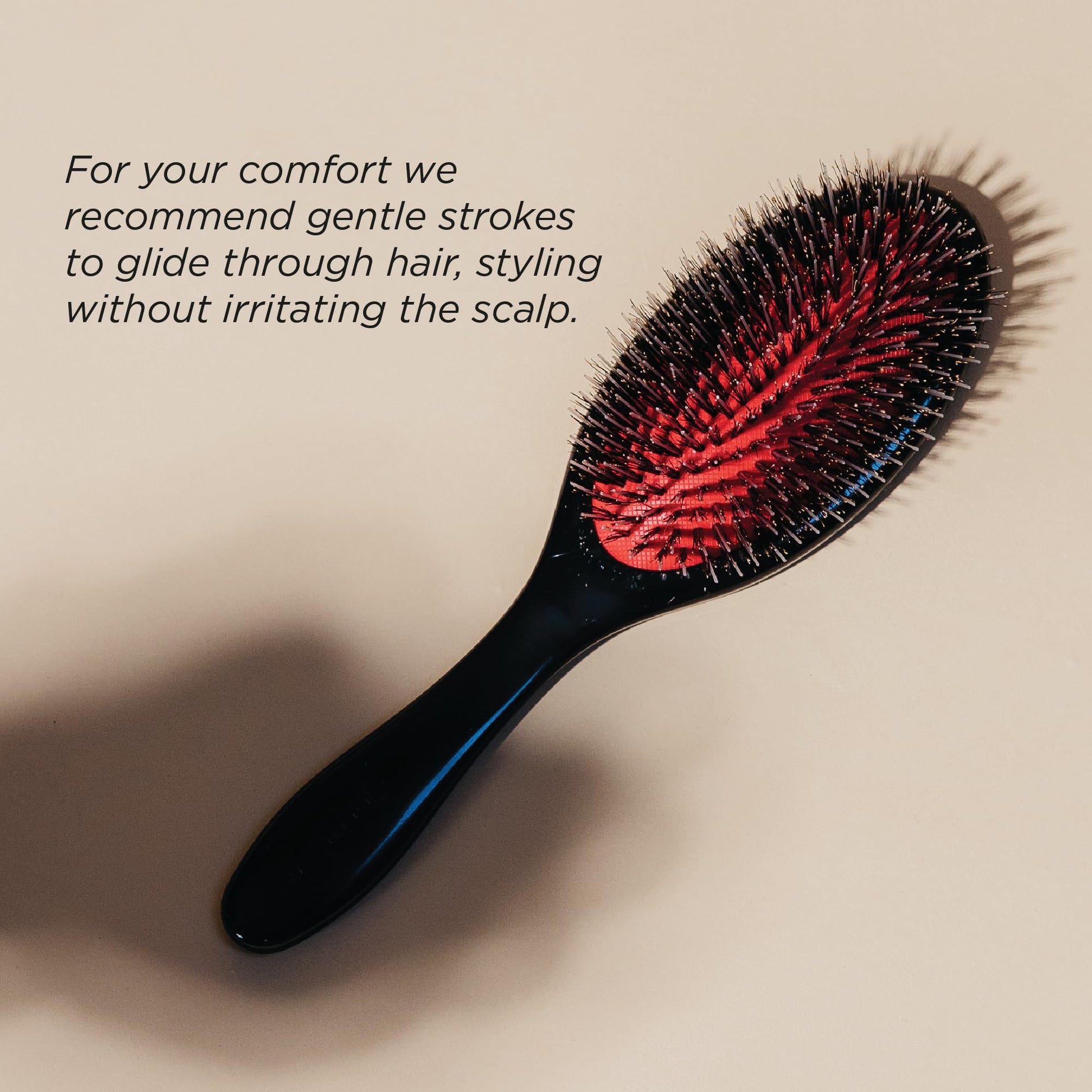 Denman Cushion Hair Brush (Medium) with Soft Nylon Quill Boar Bristles - Porcupine Style for Grooming, Detangling, Straightening, Blowdrying and Refreshing Hair – Black, P081M - Available at All In One Marketplace Canada