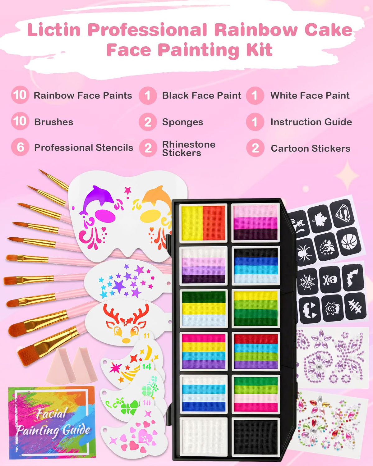 Lictin Face Painting Kit for Adults, 12 x 10g Split Cake Face Paint 🍁 All In One Marketplace Canada