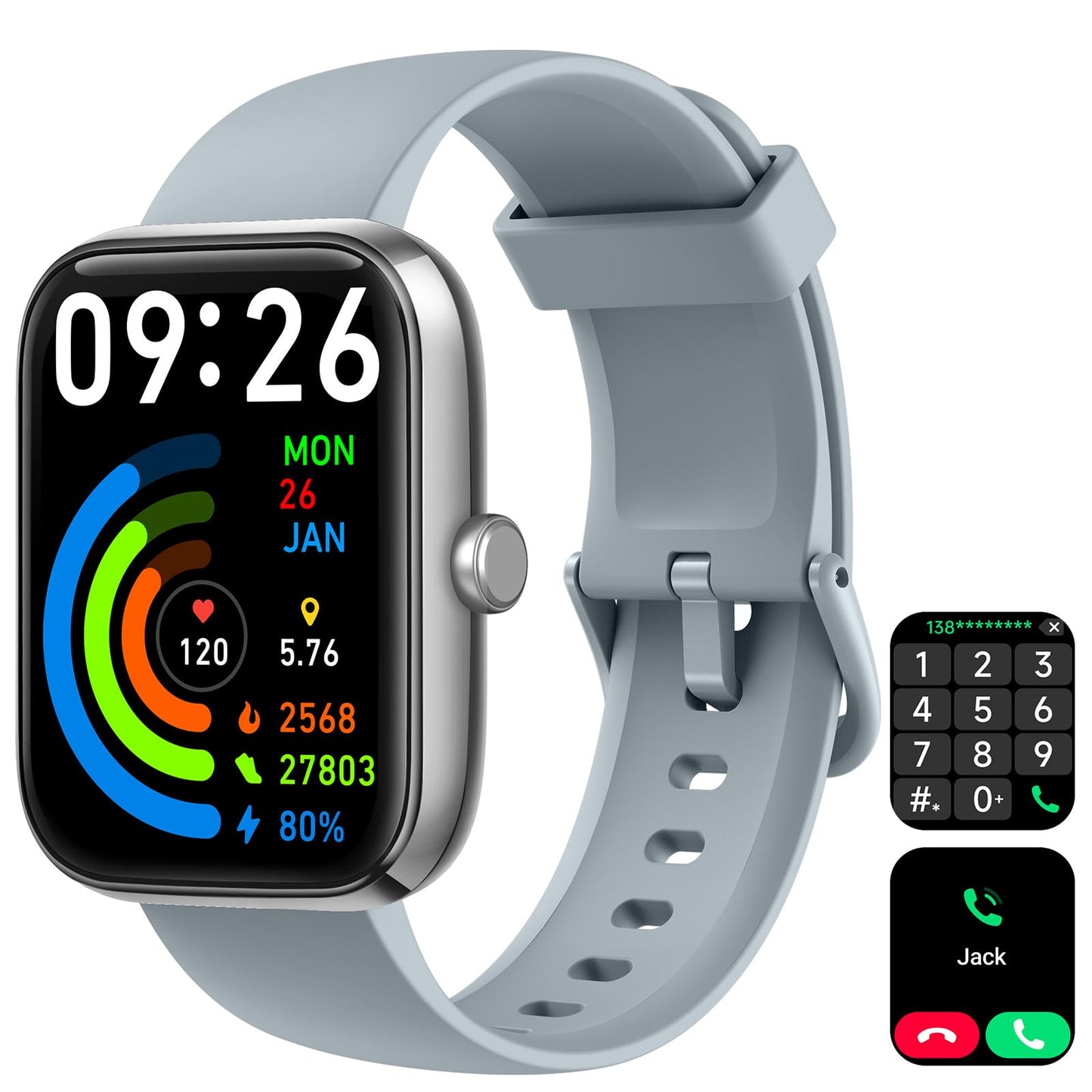 Smart Watch for Men Women with Bluetooth Call, Alexa Built-in, Heart Rate & Sleep Monitor, 1.83" DIY Dial Fitness Watch with 100+ Sport Modes, IP68 Waterproof, Compatible with Android iOS