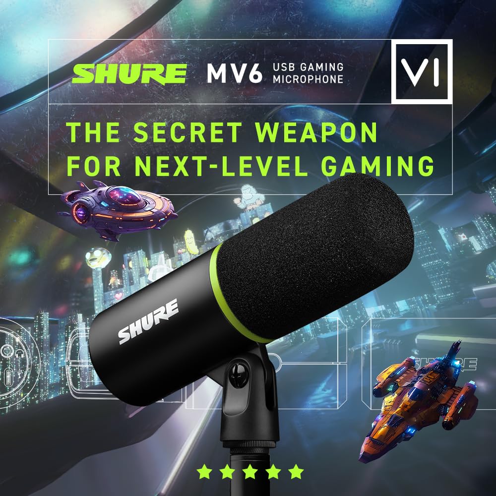 Shure MV6 USB Gaming Microphone for Streaming & Recording