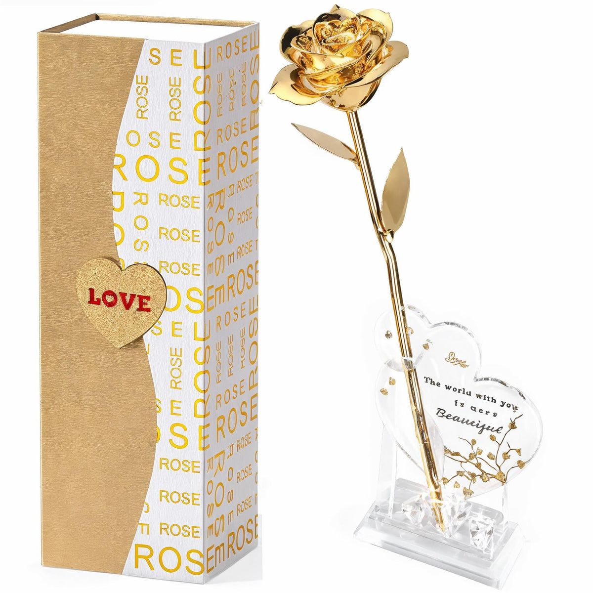 Mikasol Gold Dipped Real 24K Gold Rose, 1 Pack Infinity Flower Decor Hand Dipped in 24K Romantic Rose Gifts for Women in Her Wife Girlfriend Birthday Anniversary Valentines Mothers Day Christmas(Gold) 🍁 All In One Marketplace Canada
