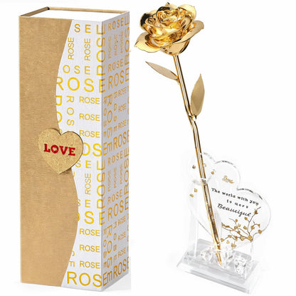 Mikasol Gold Dipped Real 24K Gold Rose, 1 Pack Infinity Flower Decor Hand Dipped in 24K Romantic Rose Gifts for Women in Her Wife Girlfriend Birthday Anniversary Valentines Mothers Day Christmas(Gold) 🍁 All In One Marketplace Canada