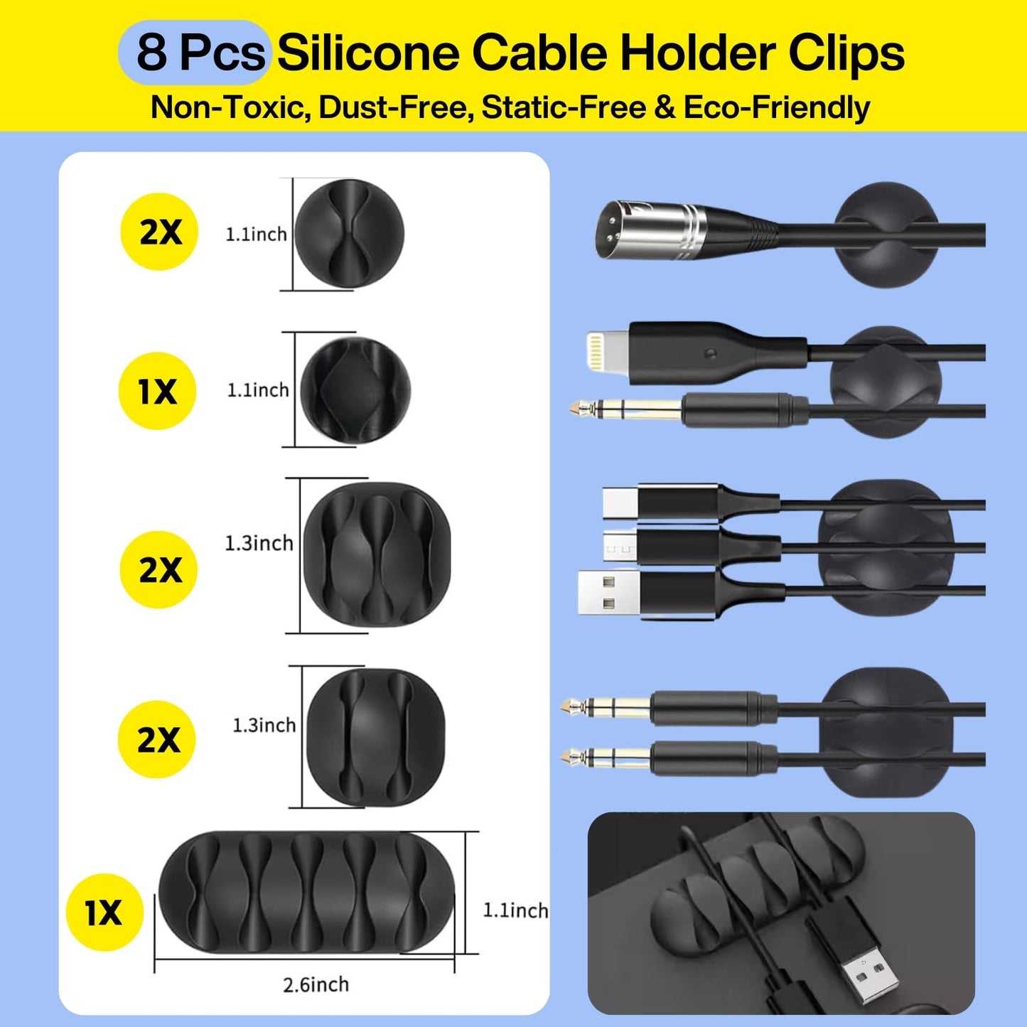 [313Pcs] Cable Management Kit, 67 Adhesive Cable Clips, Topavatop Desk Cord Organizer, 22 Reusable Cable Strap, 4 Cable Sleeve Split, 200 Nylon Cable Zip Ties with 20 Mounts for TV Office Home, Black - Available at All In One Marketplace Canada