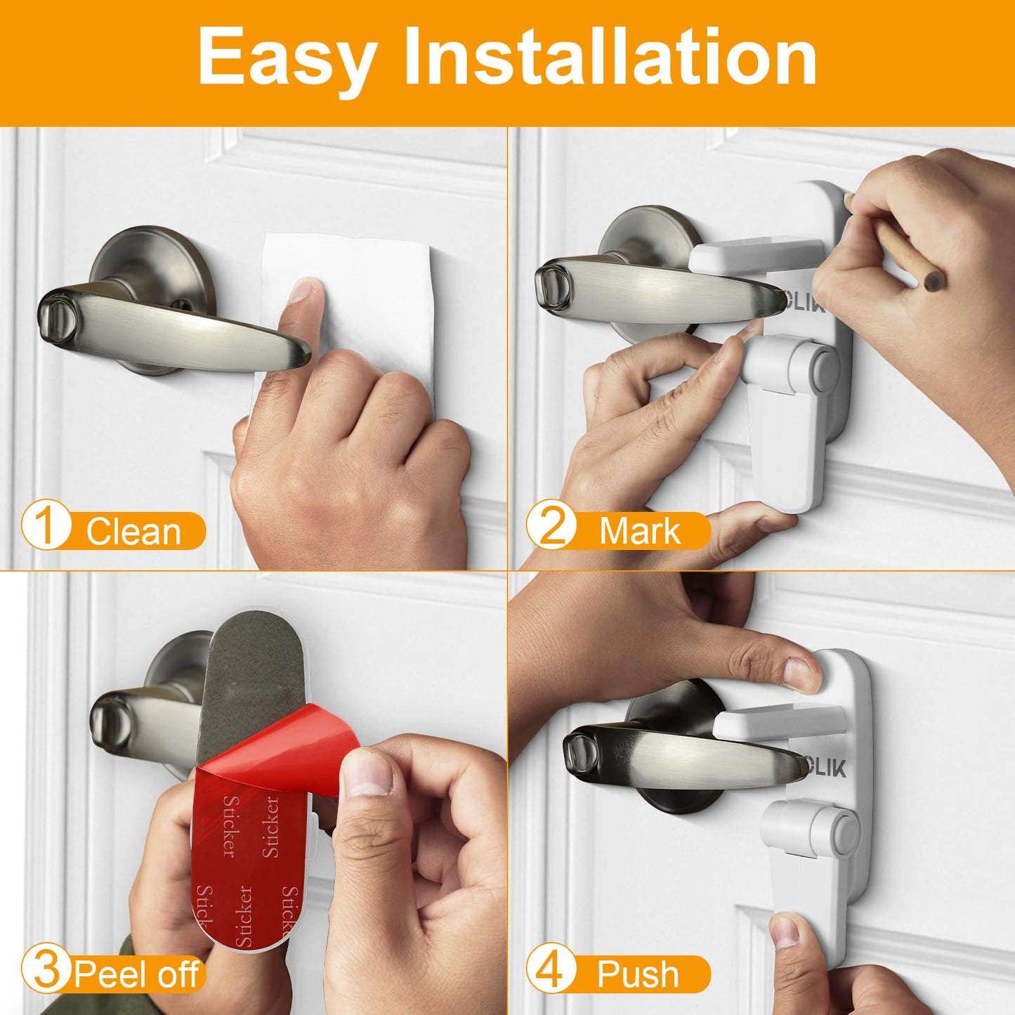 Jolik Improved Childproof Door Lever Lock(2 Pack)& Handles Premium Bonding Adhesive - door handle child proof
