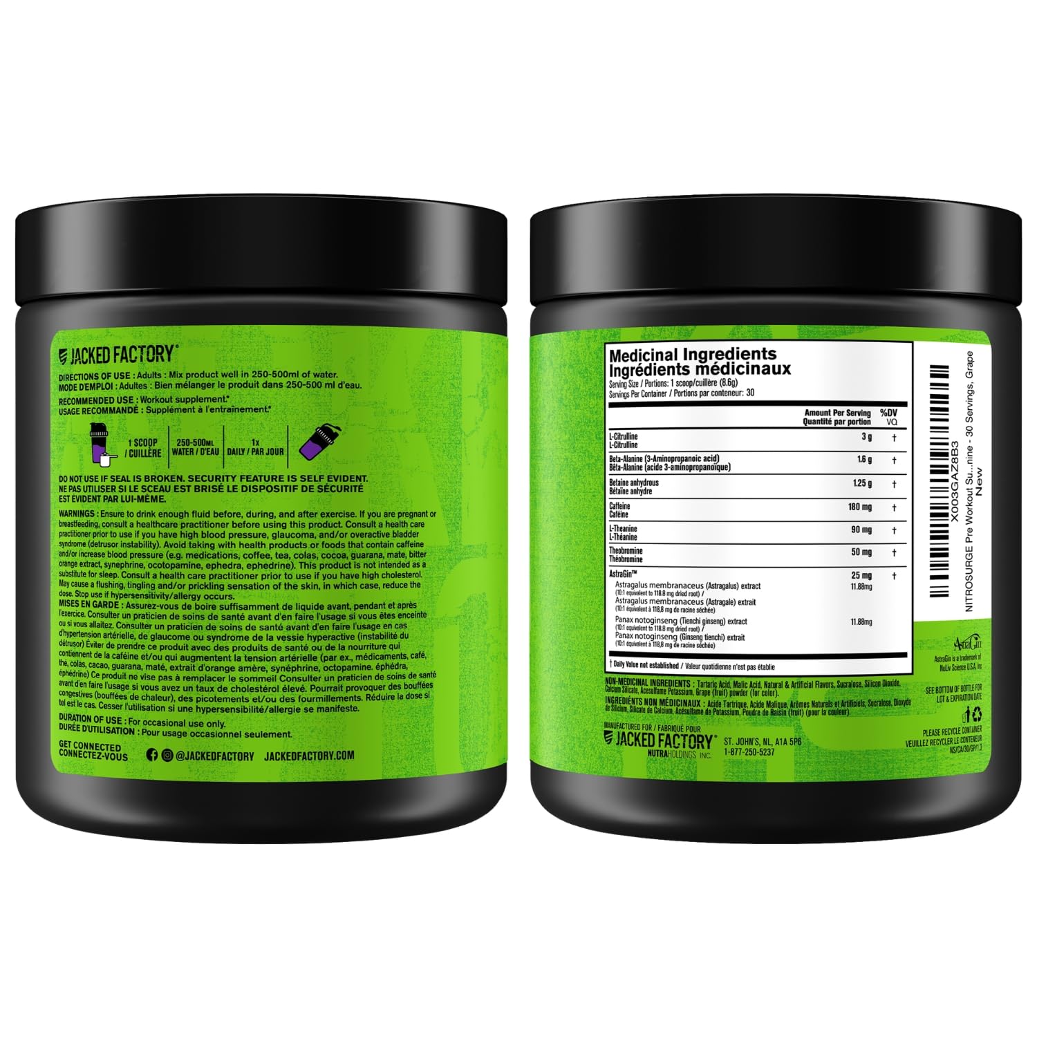 NITROSURGE Pre Workout Supplement - Endless Energy, Instant Strength Gains, Clear Focus, Intense Pumps - Nitric Oxide Booster & Preworkout Powder with Beta Alanine - 30 Servings, Grape