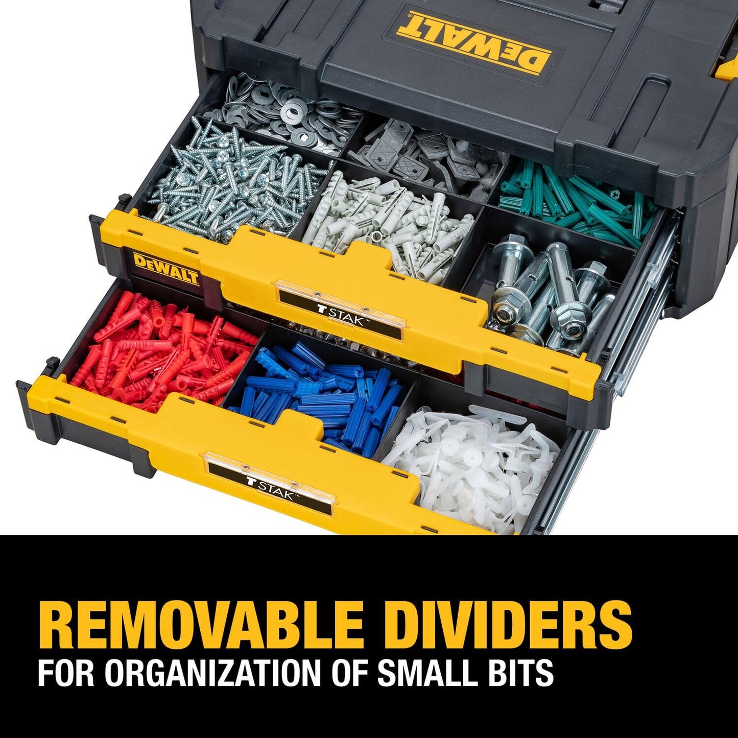 DEWALT TSTAK Tool Storage Organizer, Double Drawers (DWST17804) , Black