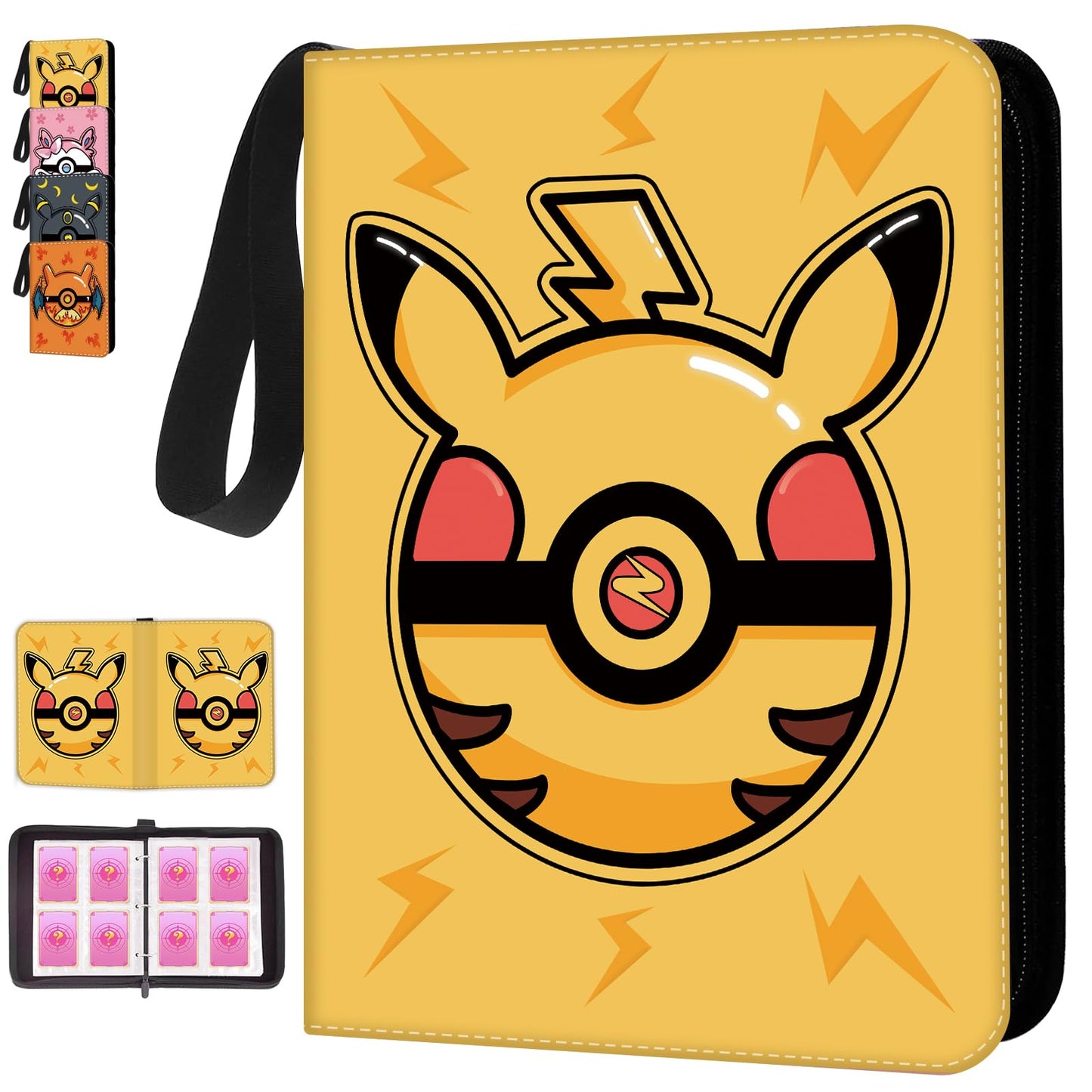 Trading Card Binder, 400 Pocket Cards Holder, 50 Double Sided Removable Pages, Portable Cards Album Holder Card Collection Xmas Gifts for Kids Stocking Stuffers, Yellow