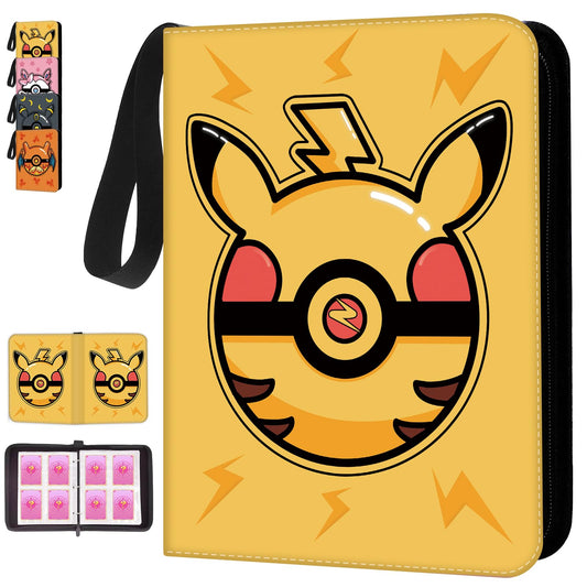 Trading Card Binder, 400 Pocket Cards Holder, 50 Double Sided Removable Pages, Portable Cards Album Holder Card Collection Xmas Gifts for Kids Stocking Stuffers, Yellow
