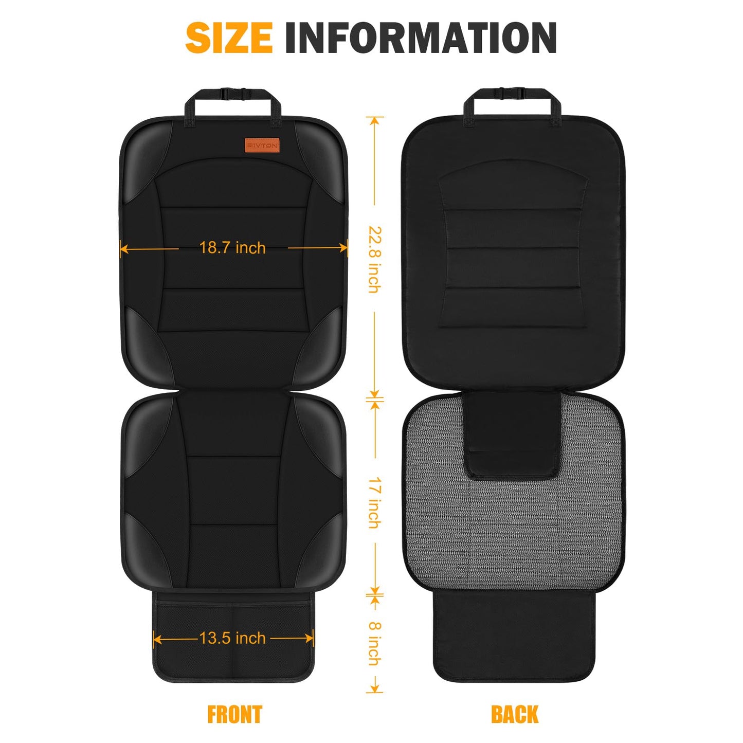 Car Seat Protector for Child Car Seat, Siivton Carseat Seat Protectors for Leather and Fabric Seats, with Mesh Pockets, Non-Slip Backing, Carseat Protectors for Vehicles (One Pack, Black)