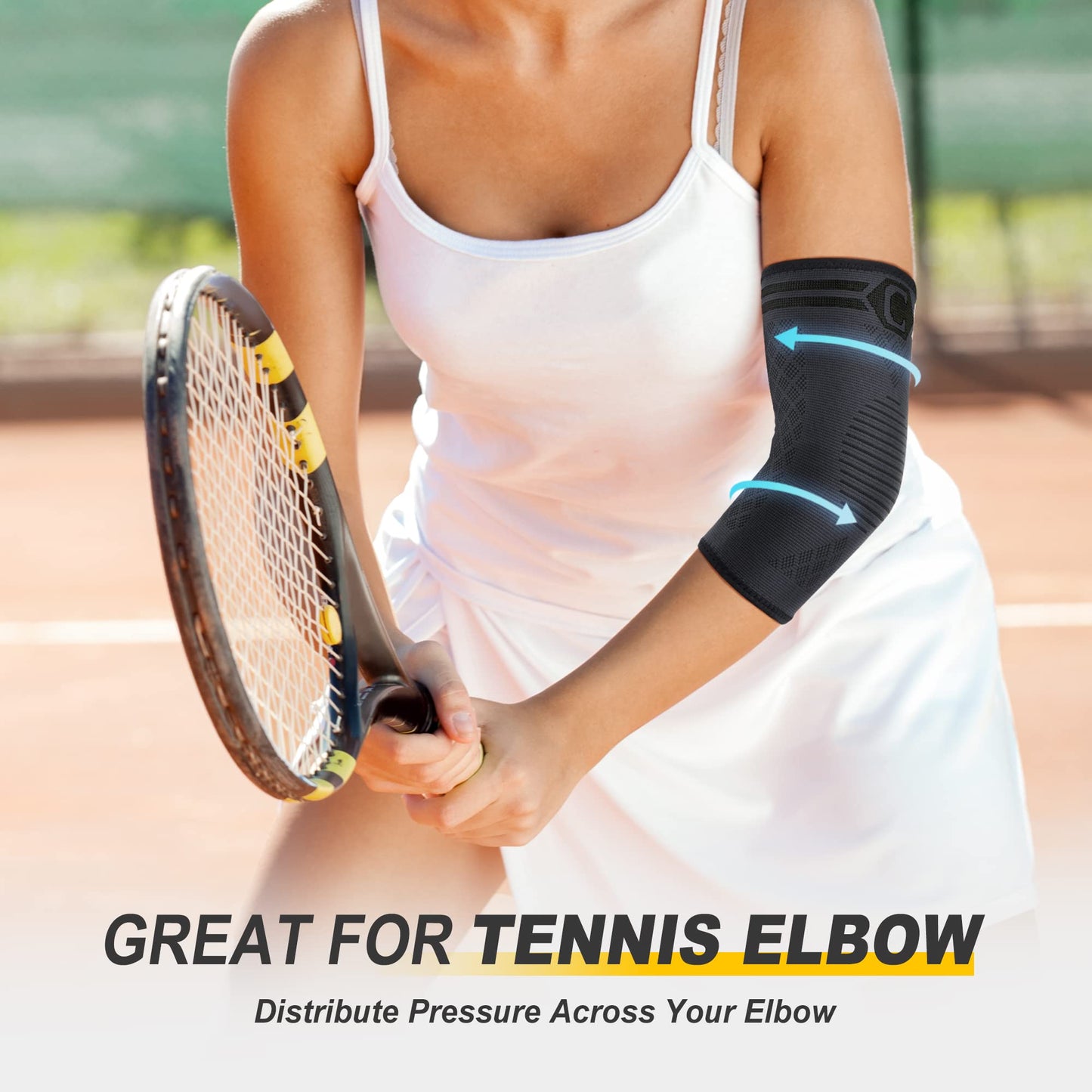 CAMBIVO Elbow Brace 2 Pack, Tennis Elbow Brace for Men and Women, Elbow Compression Sleeve, Elbow Support for Golf Elbow, Workouts, Weightlifting(Black, Large) - Available at All In One Marketplace Canada