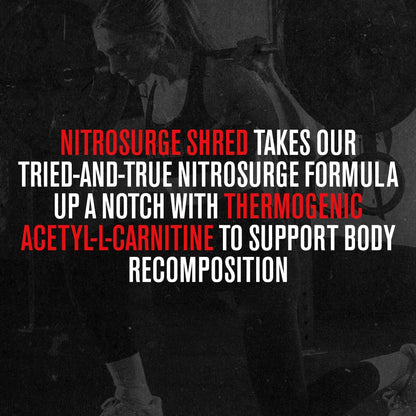 NITROSURGE Shred Thermogenic Pre Workout Supplement - Energy Booster, Instant Strength Gains, Sharp Focus, Powerful Pumps - Nitric Oxide Booster & PreWorkout Powder - 30Sv, Orange Pineapple - Available at All In One Marketplace Canada