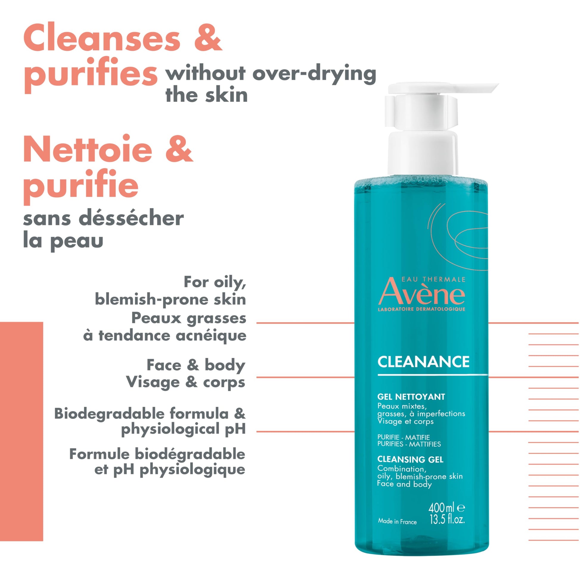 Eau Thermale Avene Cleanance Acne Cleansing Gel Face Wash, 400 mL EAU THERMALE AVENE