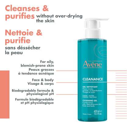 Eau Thermale Avene Cleanance Acne Cleansing Gel Face Wash, 400 mL EAU THERMALE AVENE
