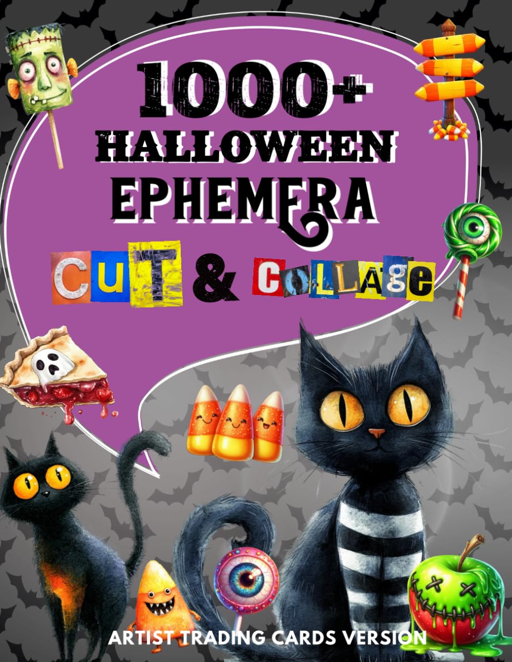Livre de plus de 1000 images d'éphémères d'Halloween à découper et à coller : images de haute qualité d'animaux et d'art décoratif pour le scrapbooking, les journaux créatifs, et plus encore. | (Version cartes d'échange d'artistes)