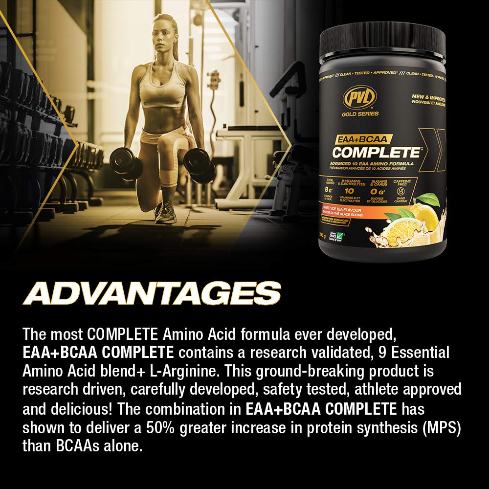 PVL EAA+BCAA COMPLETE – Essential Amino Acid Supplement with BCAAs, Electrolytes & B-Vitamins – Pre, Intra or Post Workout Powder – Keto & Vegan Friendly – Tropical Punch, 30 Servings