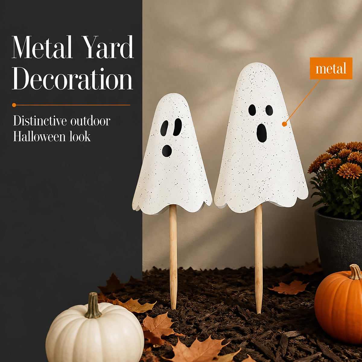 Pancartes de jardin fantômes en métal pour Halloween Mud Pie, 24 po, 20 po