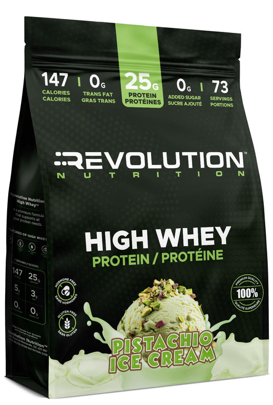 Revolution Nutrition, High Whey, Protein Powder 6LB bag, Whey Protein, Gluten Free, 25g of Protein Per Scoop, 2.7kg, 73 Servings (Pistachio Ice Cream, 6 Pound Bag)