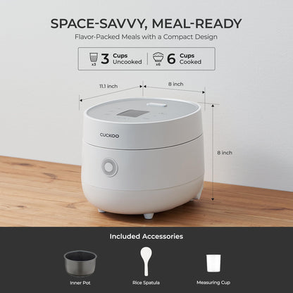 CUCKOO CR-0375FW | 3-Cup (Uncooked) Micom Rice Cooker | 10 Menu Options: Oatmeal, Brown Rice & More, Touch-Screen, Nonstick Inner Pot | White (CR-0375FW) CUCKOO