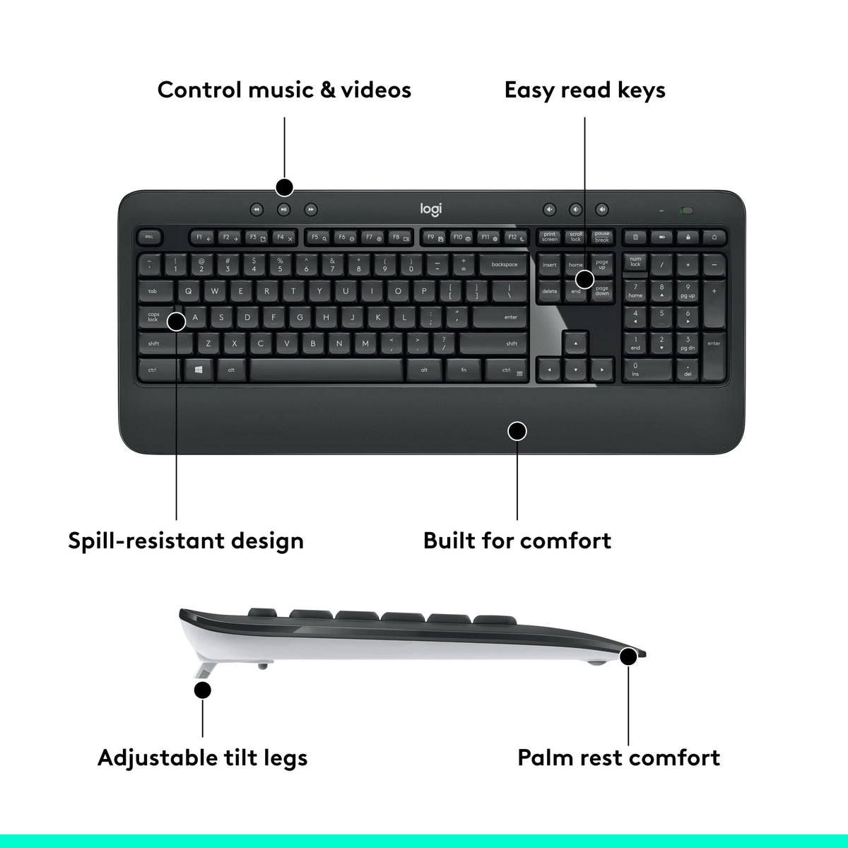 Logitech MK540 Full Size Advanced Wireless Keyboard and Mouse Combo French