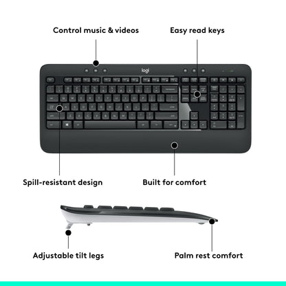 Logitech MK540 Full Size Advanced Wireless Keyboard and Mouse Combo French