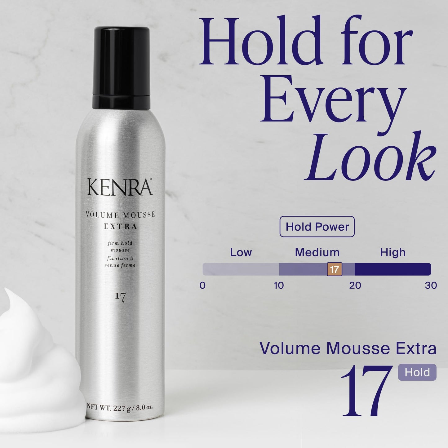 Kenra Volume Mousse Extra 17 | Volumizing Mousse with Firm Hold | Heat Protectant up to 428°F | Frizz Control & Fullness for All Hair Types | 227 mL - Available at All In One Marketplace Canada
