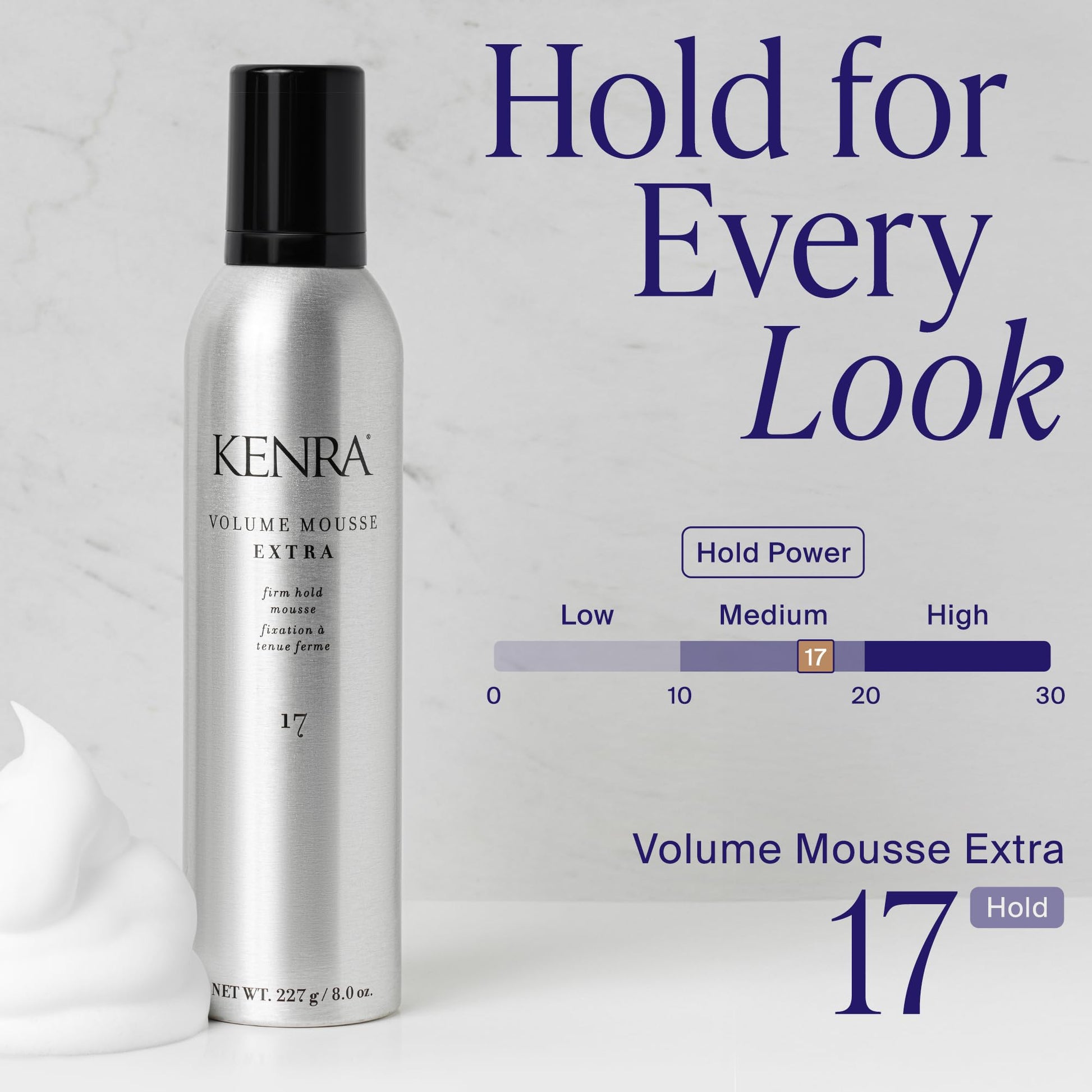 Kenra Volume Mousse Extra 17 | Volumizing Mousse with Firm Hold | Heat Protectant up to 428°F | Frizz Control & Fullness for All Hair Types | 227 mL - Available at All In One Marketplace Canada