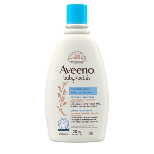 Aveeno Baby Eczema Care Daily Moisturizing Body Cream for Dry, Itchy Skin, Natural Colloidal Oat & Vitamin B5, Hypoallergenic & ph-Balanced, No Added Steroids, Phthalates, Parabens or Fragrance, 330mL