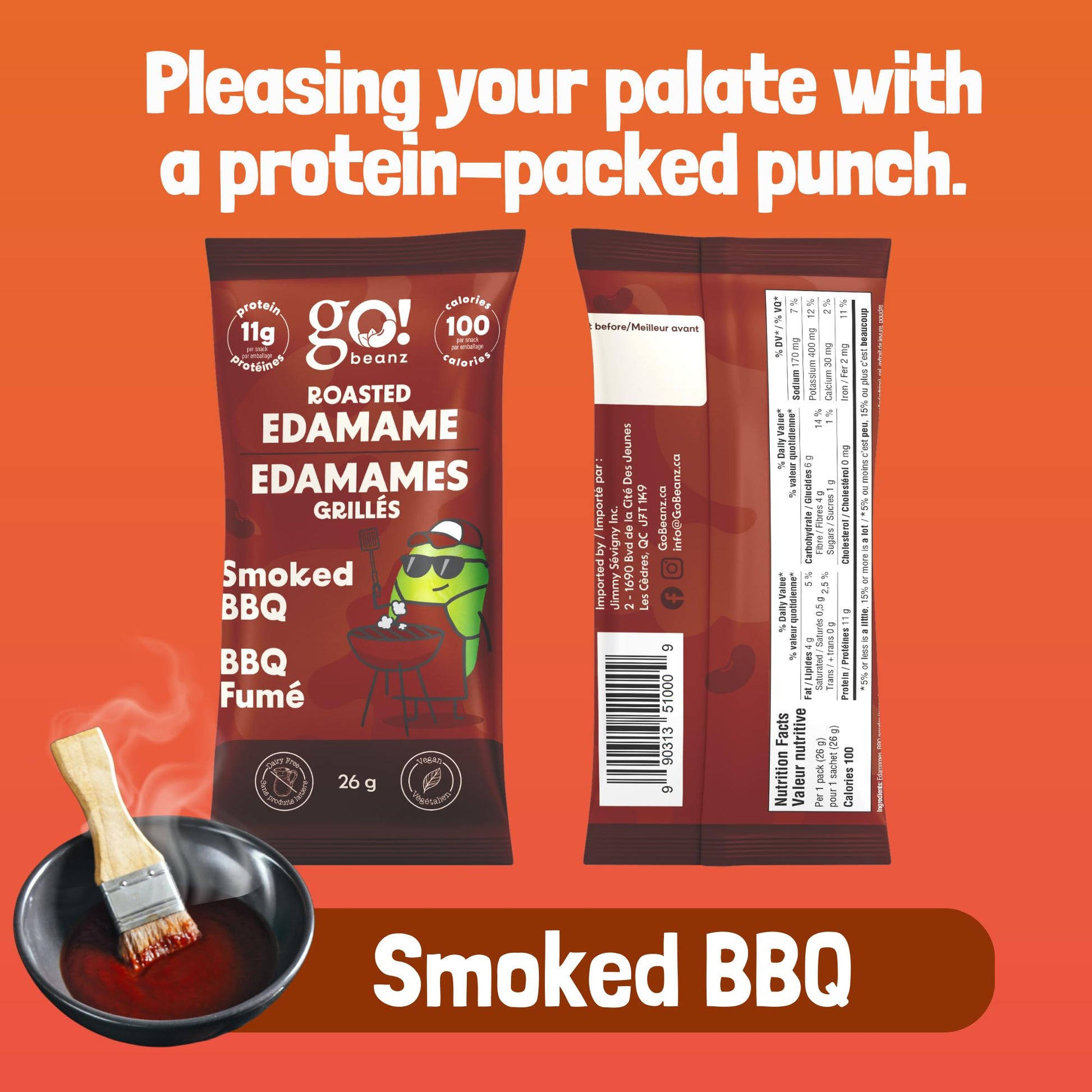 GoBeanz Crunchy Roasted Edamame, Tasty Smoked BBQ, High Protein Healthy Snack, For Adults & Kids, 20 Single Serve Packs, Low calorie, Low Sugar Plant Based, Salty Snacks