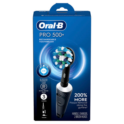 ORAL-B PRO 500+ RECHARGEALBE TOOTHBRUSH BLACK 1 CT - Available at All In One Marketplace Canada