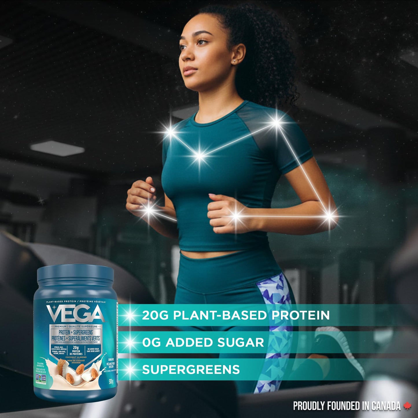 Vega Protein + Supergreens Vegan Plant Based Protein Powder – 20g Organic Pea Protein, Dairy-free, Healthy Breakfast Shake – Coconut Almond, 18 Servings, 518 grams (Pack of 1)