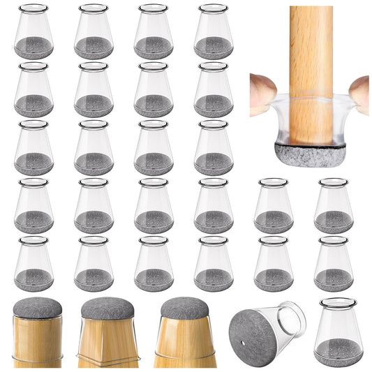 Chair Leg Floor Protectors 24PCS Furniture Sliders for Hardwood Floors, Silicone Chair Leg Protectors for Protecting Floors from Scratches and Noise, Fit:8/16" to 15/16" (13-23mm)