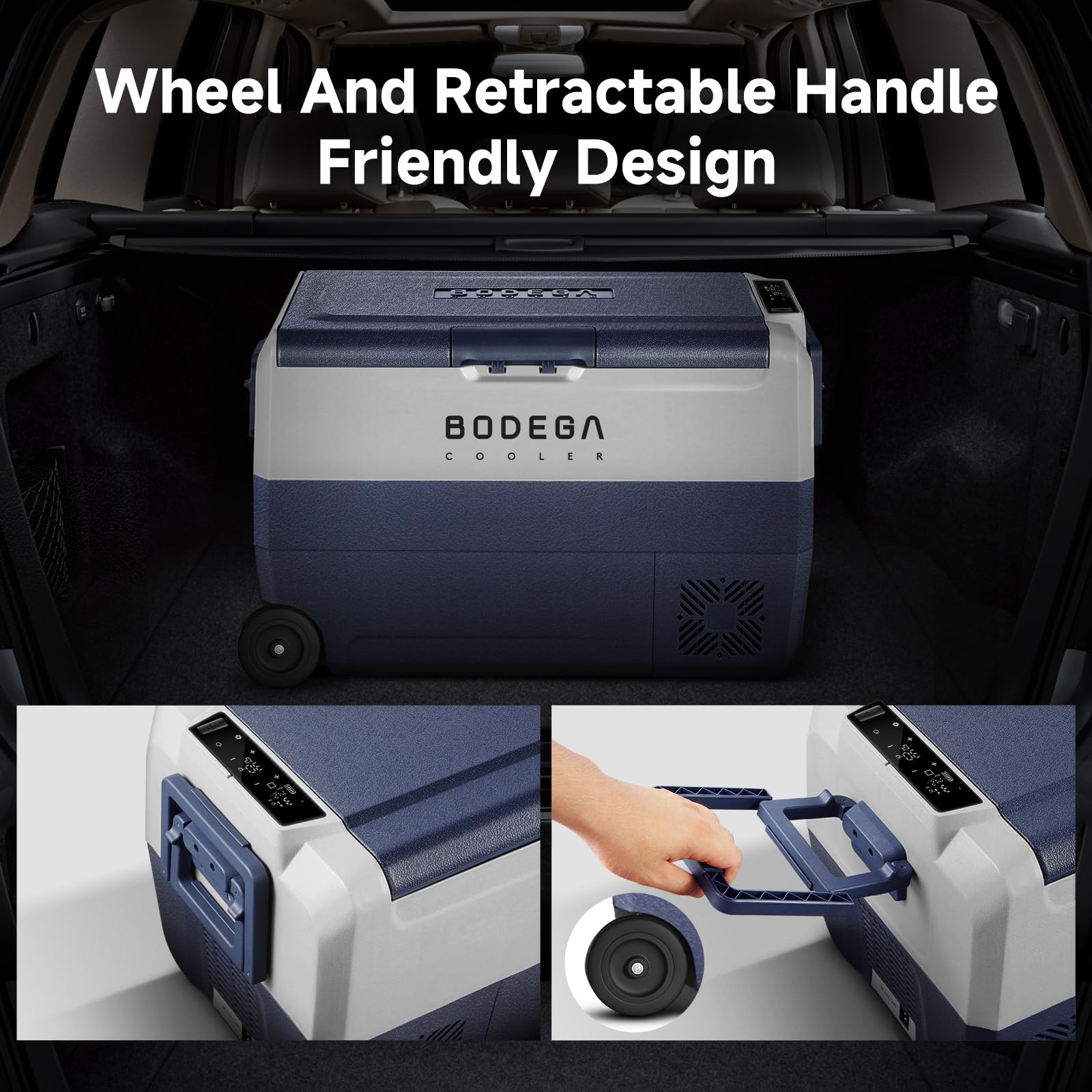 BODEGACOOLER 12 Volt Portable Refrigerator,53 Quart Car Fridge Dual Zone -4℉-68℉,50L Car Freezer APP Control,Electric Compressor Cooler 12/24V DC and 100-240V AC for RV,Camping,Travel,Truck,Vehicles