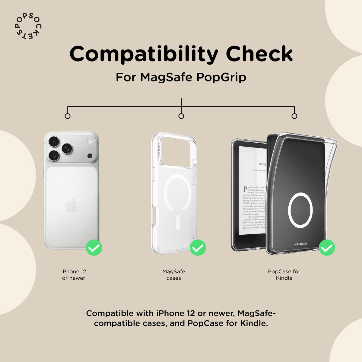 PopSockets Phone Grip for MagSafe, Magnetic Holder- Clear