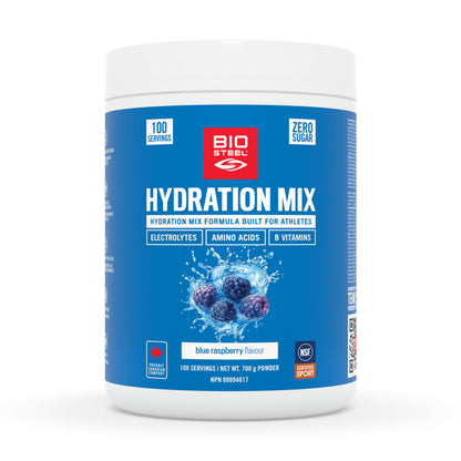 BioSteel Hydration Mix, Great Tasting Hydration with Zero Sugar, and No Artificial Flavours or Preservatives, Blue Raspberry Flavour, 100 Servings per Tub