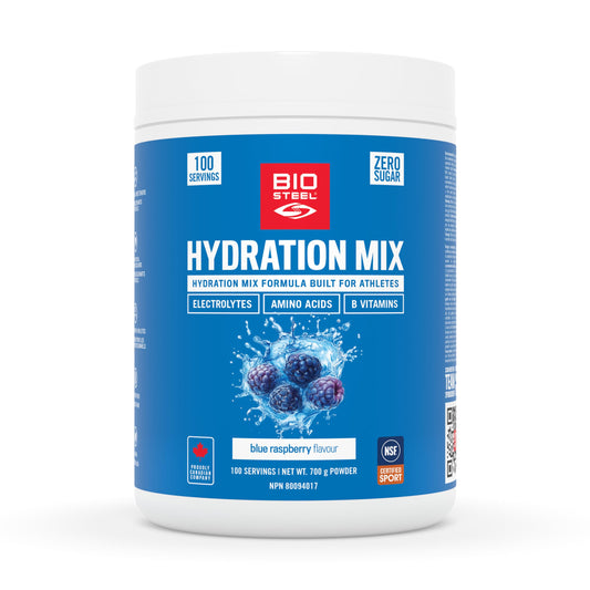 BioSteel Hydration Mix, Great Tasting Hydration with Zero Sugar, and No Artificial Flavours or Preservatives, Blue Raspberry Flavour, 100 Servings per Tub