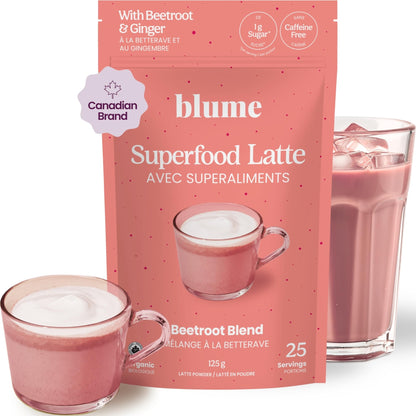 Blume Superfoods Latte - Beetroot Powder, Energy Boosting, Organic Beet Powder, Clove, Cinnamon, Ginger - Vegan, Gluten-Free - 25 Servings -Canadian Brand - As Seen on Dragons' Den Blume
