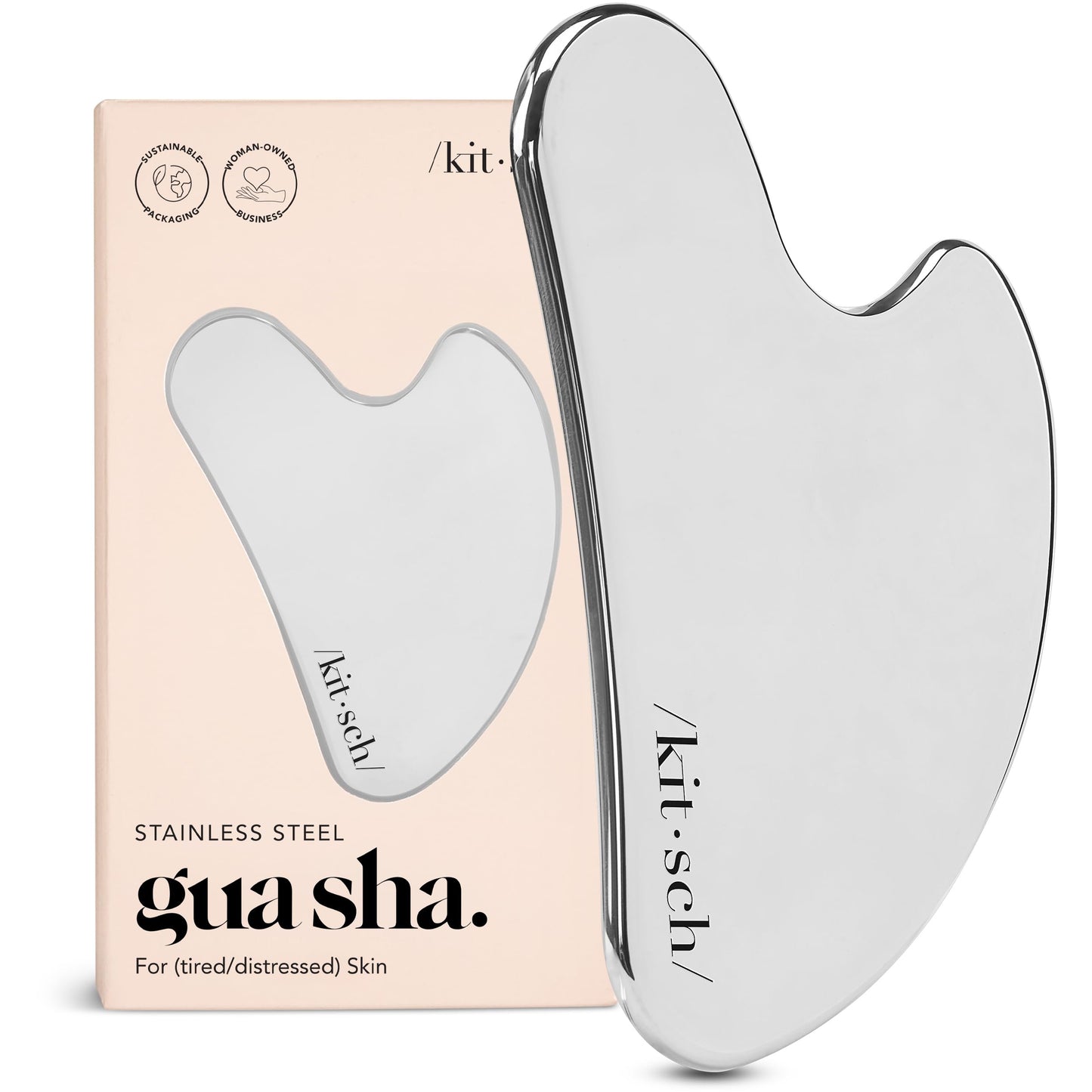 Kitsch Stainless Steel Gua Sha Facial Tools - Guasha Tool for Face, Face Sculpting Tool, Jawline Shaper, Double Chin Reducer, Body Gua Sha Tools, Lymphatic Drainage Massager, Facial Skin Care - Silver - Available at All In One Marketplace Canada