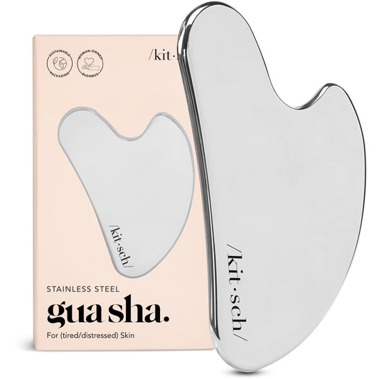 Kitsch Stainless Steel Gua Sha Facial Tools - Guasha Tool for Face, Face Sculpting Tool, Jawline Shaper, Double Chin Reducer, Body Gua Sha Tools, Lymphatic Drainage Massager, Facial Skin Care - Silver - Available at All In One Marketplace Canada